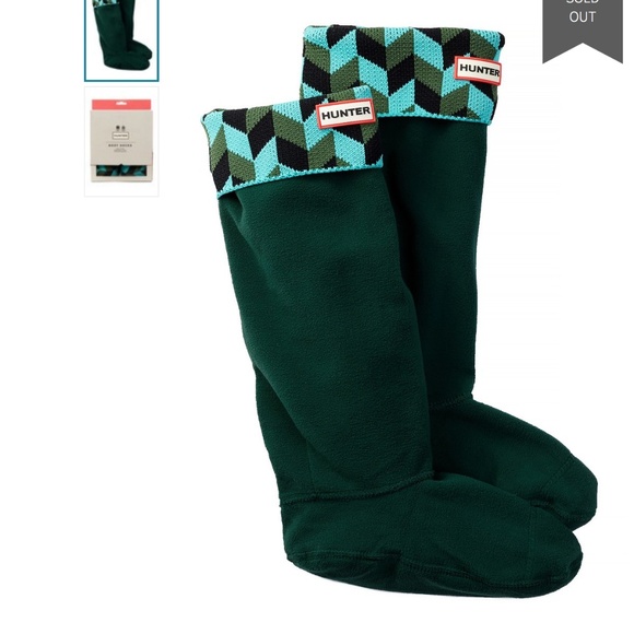 Hunter Accessories - NIB Hunter 'Geometric Dazzle' Original Tall Fleece Welly Socks in Medium‎